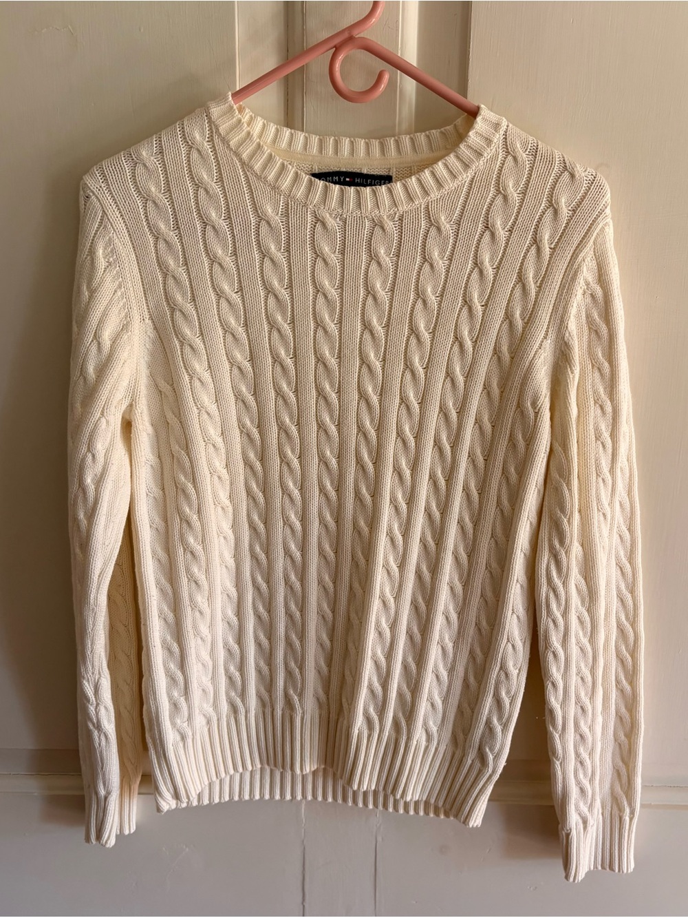 Tommy Hilfiger Cream Cable Knit Jumper Sweater Pullover Women’s Large